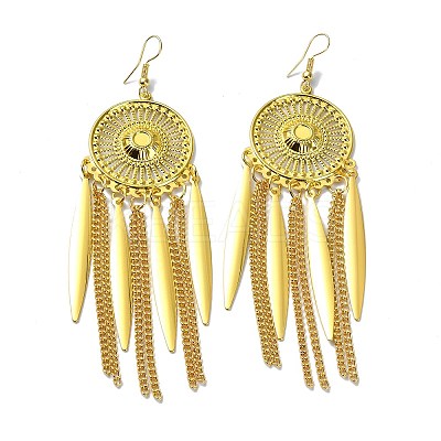 Golden Alloy Chandelier Earrings EJEW-D092-03D-G-1