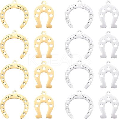 16Pcs 4 Styles 201 Stainless Steel Pendants STAS-UN0033-92-1