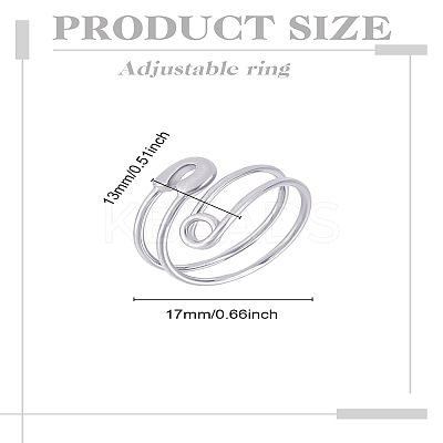 1Pc Stainless Steel Cuff Rings for Women RJEW-LP0002-26P-1