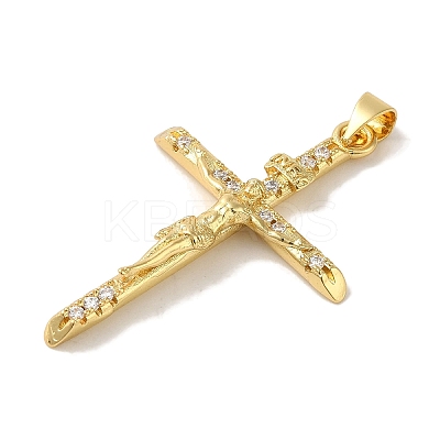 Rack Plating Brass Micro Pave Cubic Zirconia Pendants KK-P267-27G-1