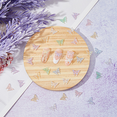 180Pcs 6 Colors Butterfly Resin Cabochons MRMJ-HY0002-51-1