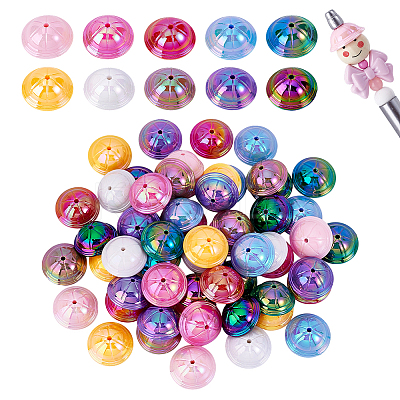 60Pcs 10 Colors UV Plating Opaque Acrylic Beads FIND-PH0026-82-1