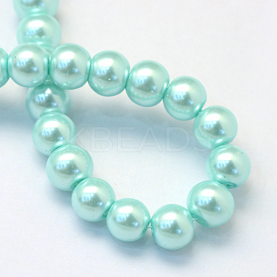 Baking Paint Pearlized Glass Pearl Round Bead Strands X-HY-Q003-6mm-45-1