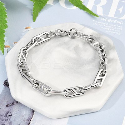304 Stainless Steel Oval Link Chain Bracelets for Women Men BJEW-F488-49B-P-1