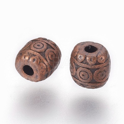 Tibetan Style Alloy Barrel Beads TIBEB-5178-R-NR-1