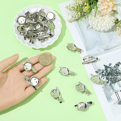 30Pcs Iron Brooch Frame Cabochon Settings IFIN-SC0001-99-1