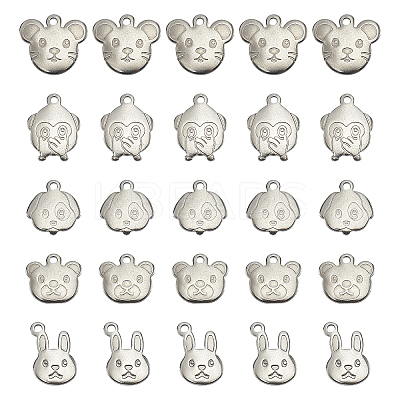 40Pcs 5 Style 201 Stainless Steel Charms STAS-DC0008-71-1