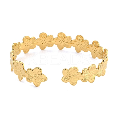 Real 18K Gold Plated 304 Stainless Steel Cuff Bangles LS-BJEW-L695-001G-04-1