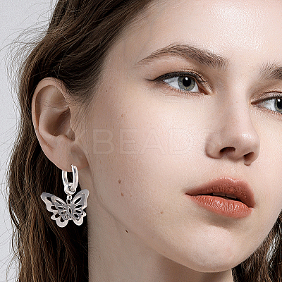 24Pcs 2 Styles 304 Stainless Steel Hoop Earring Findings FIND-SC0017-16A-1