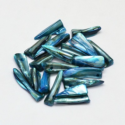 Dyed Natural Freshwater Shell Nugget Stick Beads SHEL-O001-23B-1
