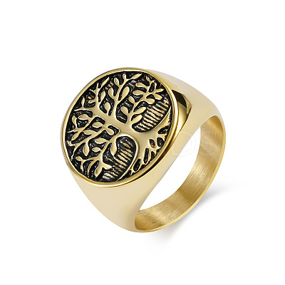 Retro Stainless Steel Tree of Life Finger Ring FIND-PW0020-06B-AG-1