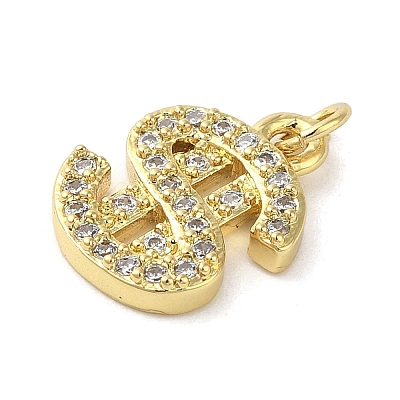 Rack Plating Brass Micro Pave Cubic Zirconia Charms KK-C052-32G-1