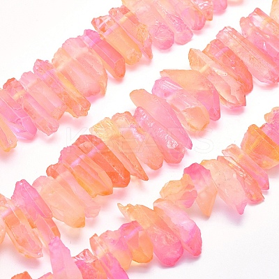 Electroplated Natural Quartz Crystal Beads Strands LS-G-P368-06C-1