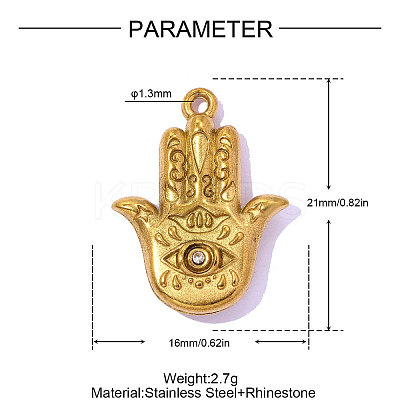 304 Stainless Steel Rhinestone Pendants STAS-OY016-42G-1