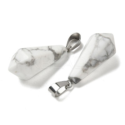 Natural Howlite Pointed Pendants G-B127-15P-03-1