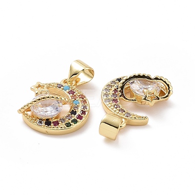 Brass Cubic Zirconia Pendants ZIRC-I062-32G-1