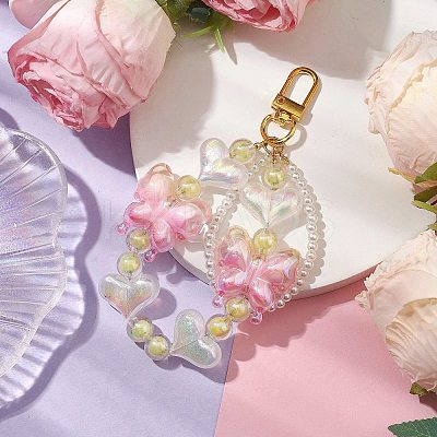 Butterfly Heart Acrylic Pendant Decoration HJEW-JM02011-1