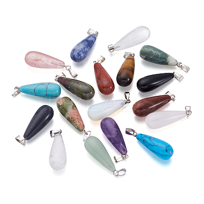 18Pcs 18 Style Natural & Synthetic Gemstone Pendants G-KS0001-13-1