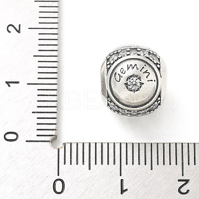 Brass Clear Cubic Zirconia European Beads FIND-M049-01AS-08-1