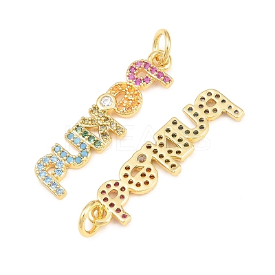Brass Micro Pave Colorful Cubic Zirconia Pendants X-KK-P353-08G-1