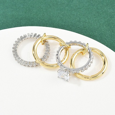 Brass Micro Pave Cubic Zirconia Plain Band Finger Rings for Women RJEW-P160-01F-G01-1