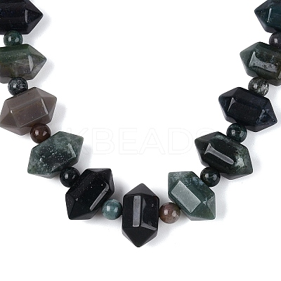 Natural Indian Agate Round & Cone Beaded Necklaces NJEW-N064-03F-1
