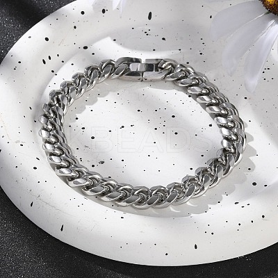 304 Stainless Steel Cuban Link Chain Bracelets for Men BJEW-Z081-01P-03-1