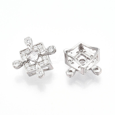 925 Sterling Silver Micro Pave Clear Cubic Zirconia Slide Charms STER-T007-145P-1