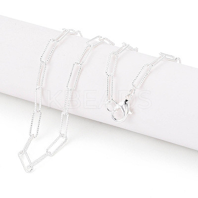 Brass Textured Paperclip Chain Necklace Making MAK-S072-03B-S-1
