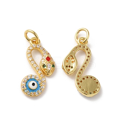 Rack Plating Brass Micro Pave Cubic Zirconia Pendants KK-D074-15G-1