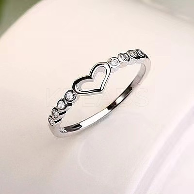 Hollow Out Heart Zinc Alloy with Crystal Rhinestone Finger Rings FS-WGFA1C6-02-1