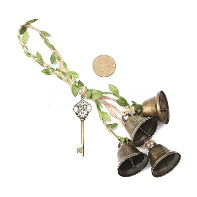 2Pcs Tibetan Style Alloy & Iron Bell Pendant Decorations HJEW-JM04428-1