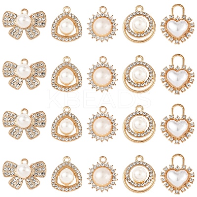 20Pcs 5 Styles Alloy Rhinestone Charms ALRI-FS0001-06-1