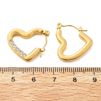 304 Stainless Steel Micro Pave Clear Cubic Zirconia Heart Hoop Earrings EJEW-V016-06G-01-1