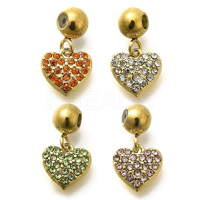 304 Stainless Steel Rhinestone Charms STAS-M109-12G-1