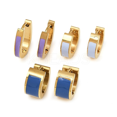 304 Stainless Steel Enamel Hoop Earrings EJEW-K268-20G-04-1