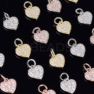 24Pcs 3 Colors Brass Micro Pave Clear Cubic Zirconia Charms KK-NB0001-41-1