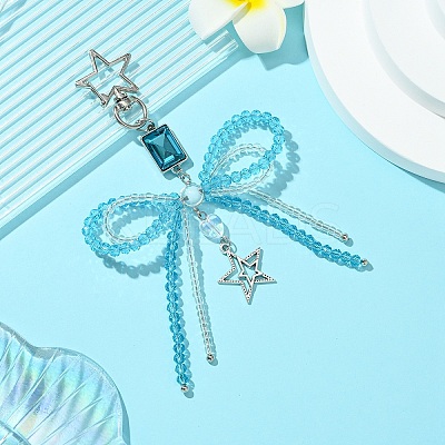 Alloy Glass Chip Pendant Decoration HJEW-FZ00040-1