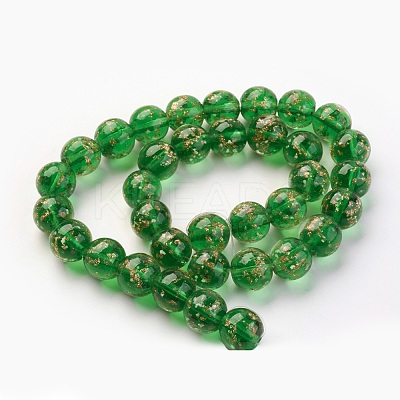 Handmade Gold Sand Lampwork Beads Strands LAMP-P051-L01-10mm-1