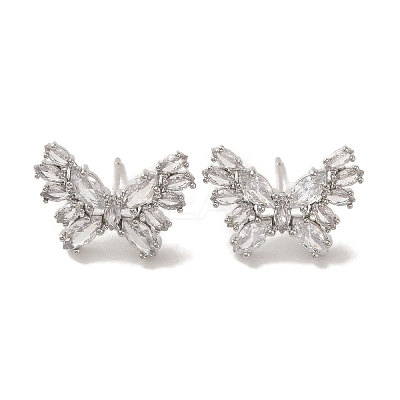 Rack Plating Brass Micro Pave Cubic Zirconia Studs Earrings EJEW-R162-23P-1