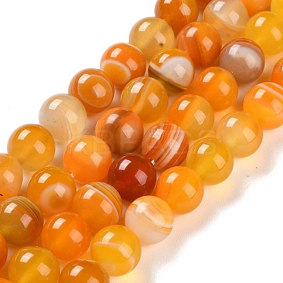 Natural Striped Agate/Banded Agate Beads Strands G-Z060-A01-C25-1