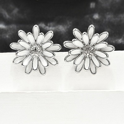 304 Stainless Steel Flowers Stud Earrings for Women EJEW-R023-02P-1