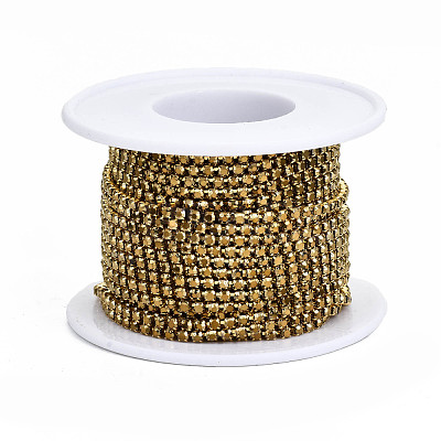 Electroplate Brass Rhinestone Strass Chains CHC-T006-SS6.5-01G-1