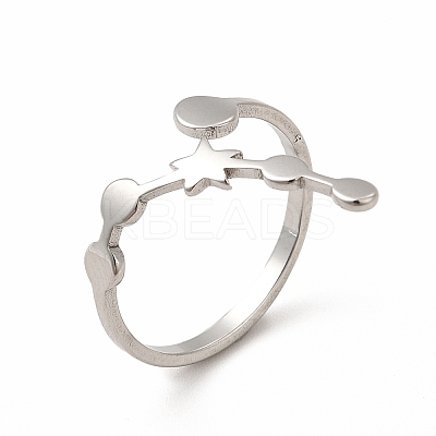 Non-Tarnish 304 Stainless Steel Morning Star Open Cuff Ring for Women X-RJEW-B027-12P-1