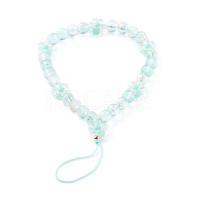 Frosted Round Spray Painted Glass Beaded Mobile Straps HJEW-JM00467-02-1