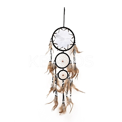 Indian Style ABS Woven Web/Net with Feather Pendant Decorations AJEW-B016-04A-1