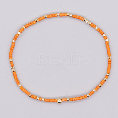 Bohemian Style Rainbow Glass & Brass Beaded Handmade Fashion Women's Bracelet QD2599-5-1