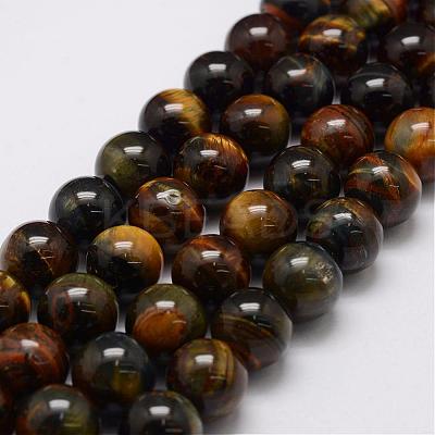 Natural Yellow Blue Tiger Eye(Dyed & Heated) Bead Strands G-P230-07-12mm-1