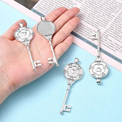 Tibetan Style Alloy Key Pendant Cabochon Bezel Settings LS-PALLOY-J494-51AS-1
