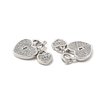 Brass Micro Pave Clear Cubic Zirconia Charms KK-E068-VB175-1